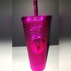 Starbucks Venti 24oz Neon Pink Diamond Studded Tumbler
